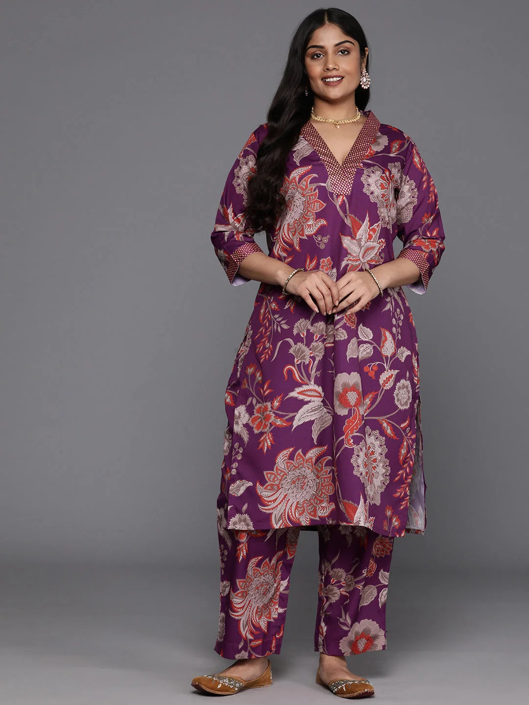 Plus Size Floral Printed Kurta Set | Indian Women's Kurtas