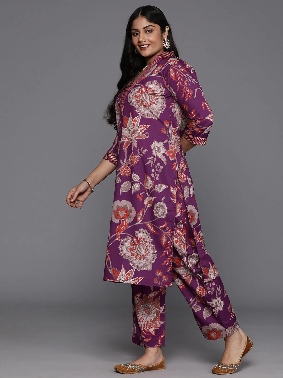 Plus Size Floral Printed Kurta Set | Indian Women's Kurtas