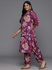 Plus Size Floral Printed Regular Kurta with Trousers-AP-AHKUPN-Combo-834-ICH