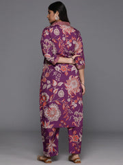 Plus Size Floral Printed Regular Kurta with Trousers-AP-AHKUPN-Combo-834-ICH