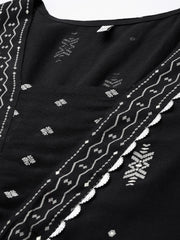 Plus Size Printed Pleated Gotta Patti Kurta with Trousers & With Dupatta