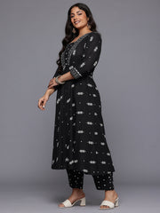 Plus Size Printed Pleated Gotta Patti Kurta with Trousers & With Dupatta