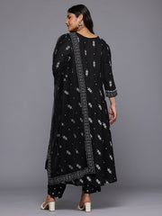 Plus Size Printed Pleated Gotta Patti Kurta with Trousers & With Dupatta
