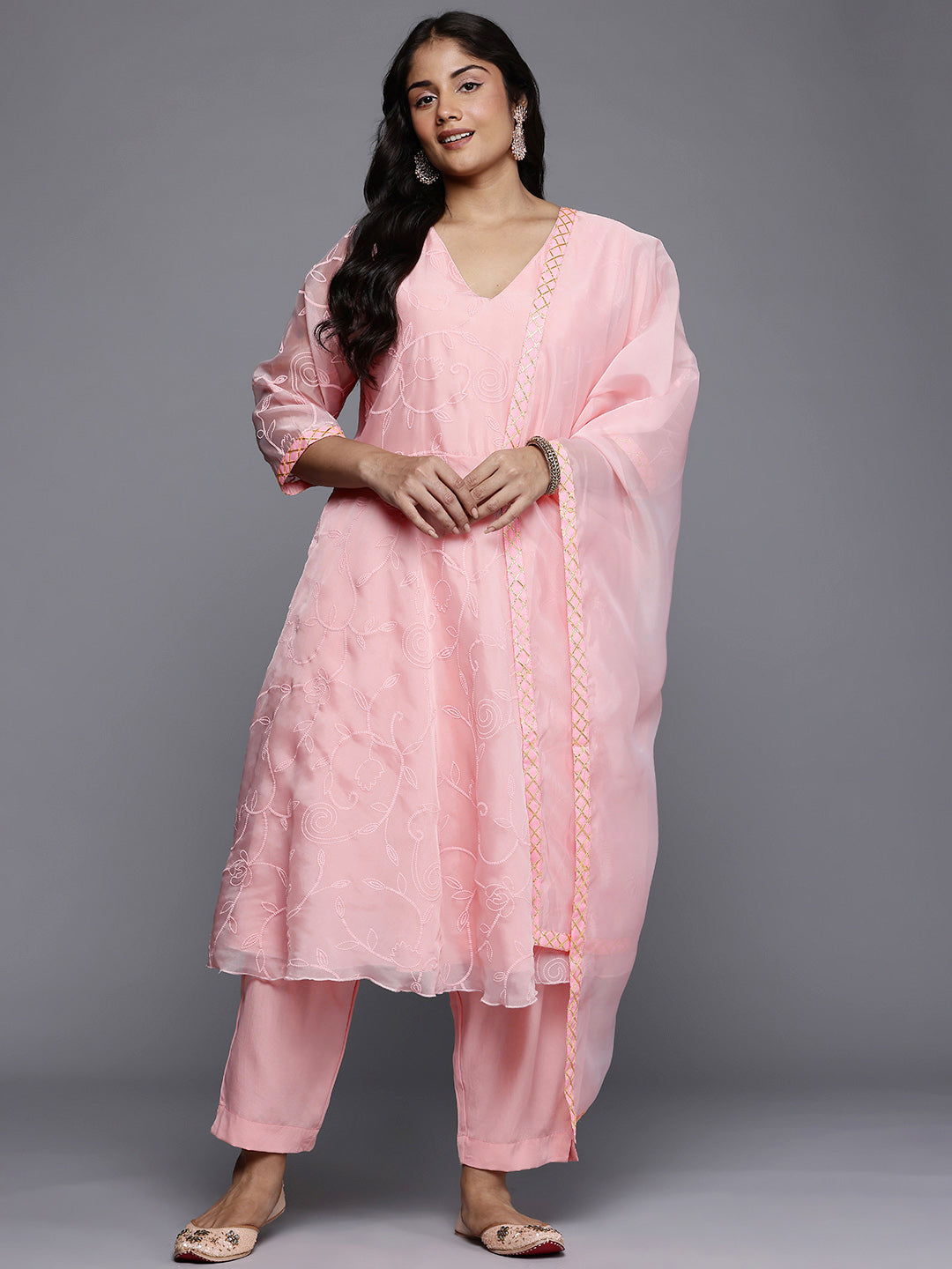 Women's Traditional Wear Pink Kurta Set-AP-AHKUPNDU-COMBO-1124