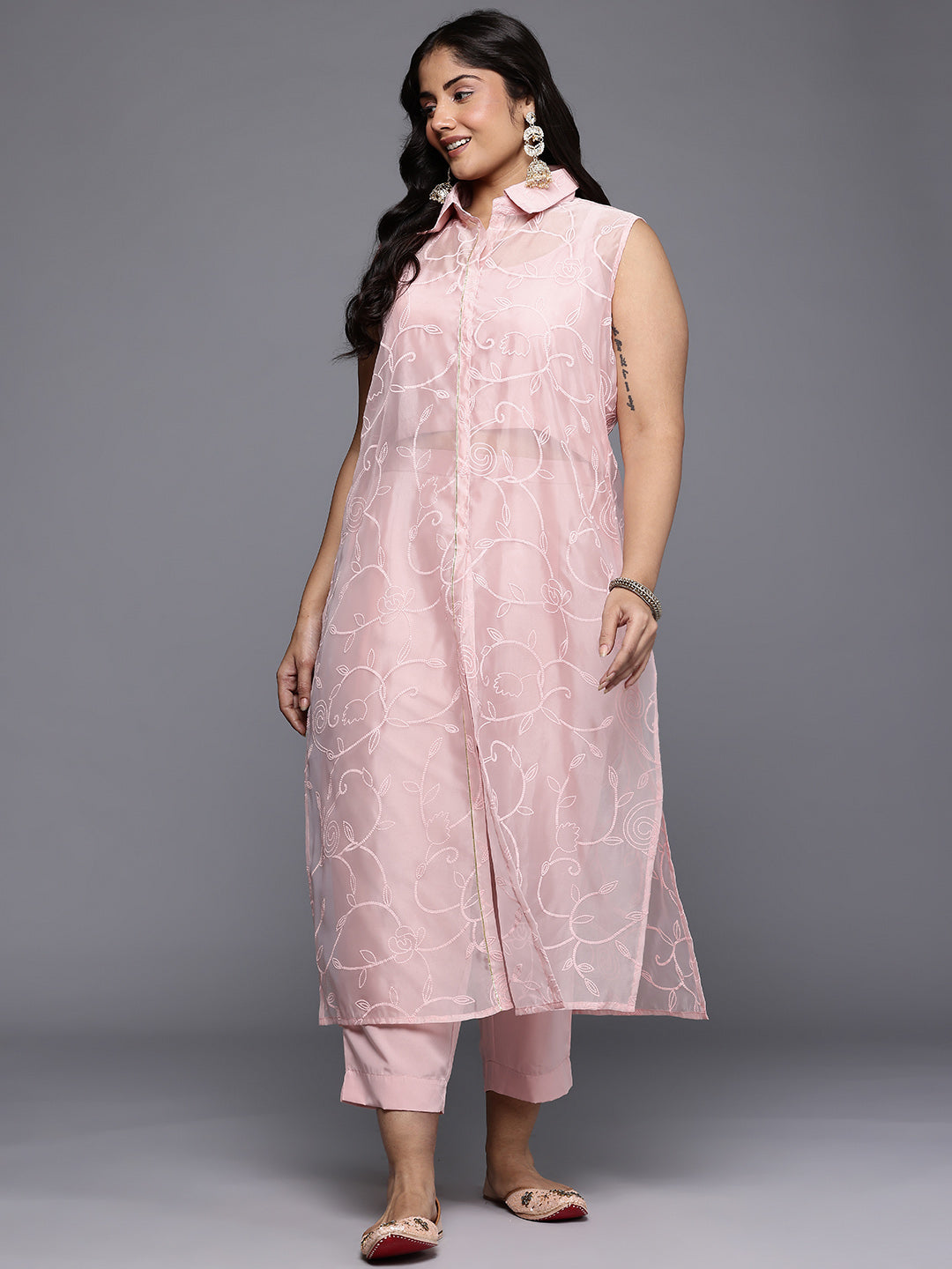 Women's Traditional Wear Pink Kurta Set-AP-AHKUPNTP-COMBO-1119