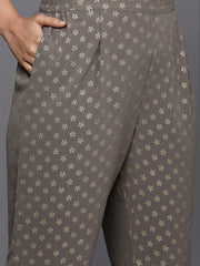 Plus Size Floral Printed High Slit Sequinned Kurta with Trousers-AP-AHKUPT-COMBO-911