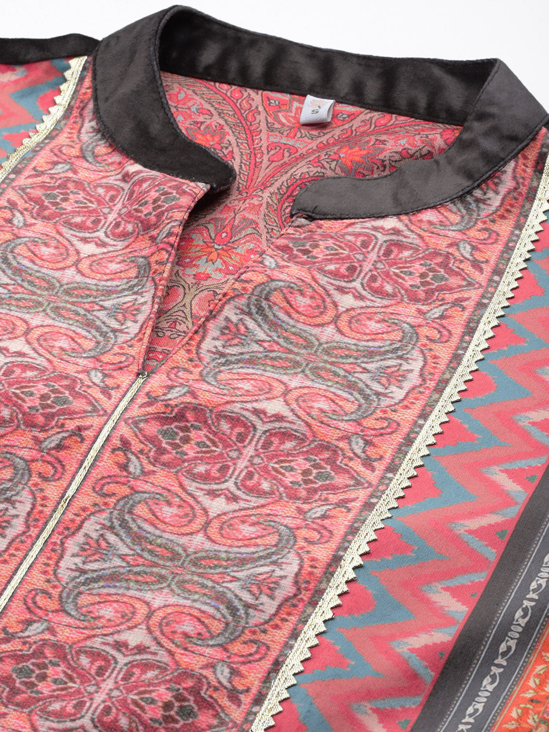 Plus Size Velvet Kurta and Palazzo Set - Digital Print