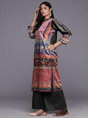 Plus Size Digital Printed Velvet Kurta and Palazzo Set-AP-AHKUPZ-COMBO-1070