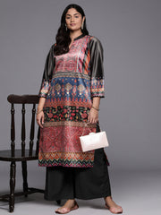 Plus Size Digital Printed Velvet Kurta and Palazzo Set-AP-AHKUPZ-COMBO-1070