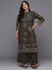 Women Bandhani Printed Regular Gotta Patti Velvet Kurta with Palazzos-AP-AHKUPZ-COMBO-1076