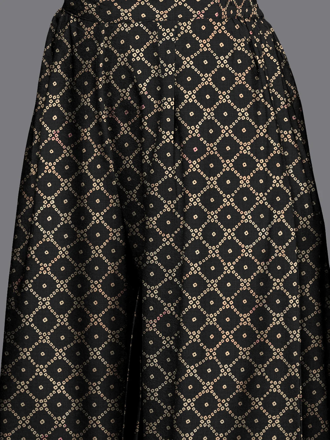 Women's Plus Size Velvet Kurta Palazzo Set - Printed Design