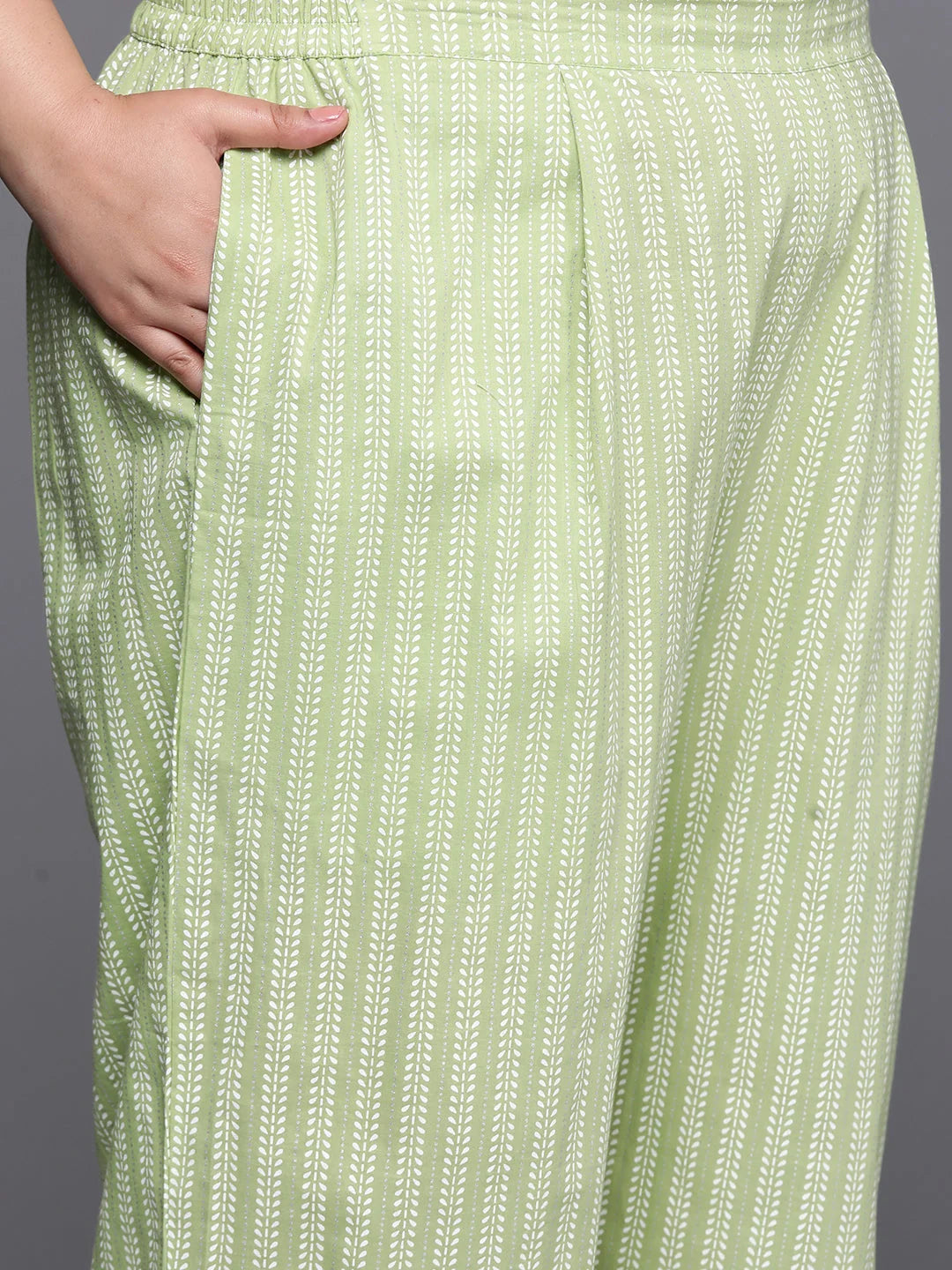 High Slit Floral Cotton Kurta Palazzo Set for Women