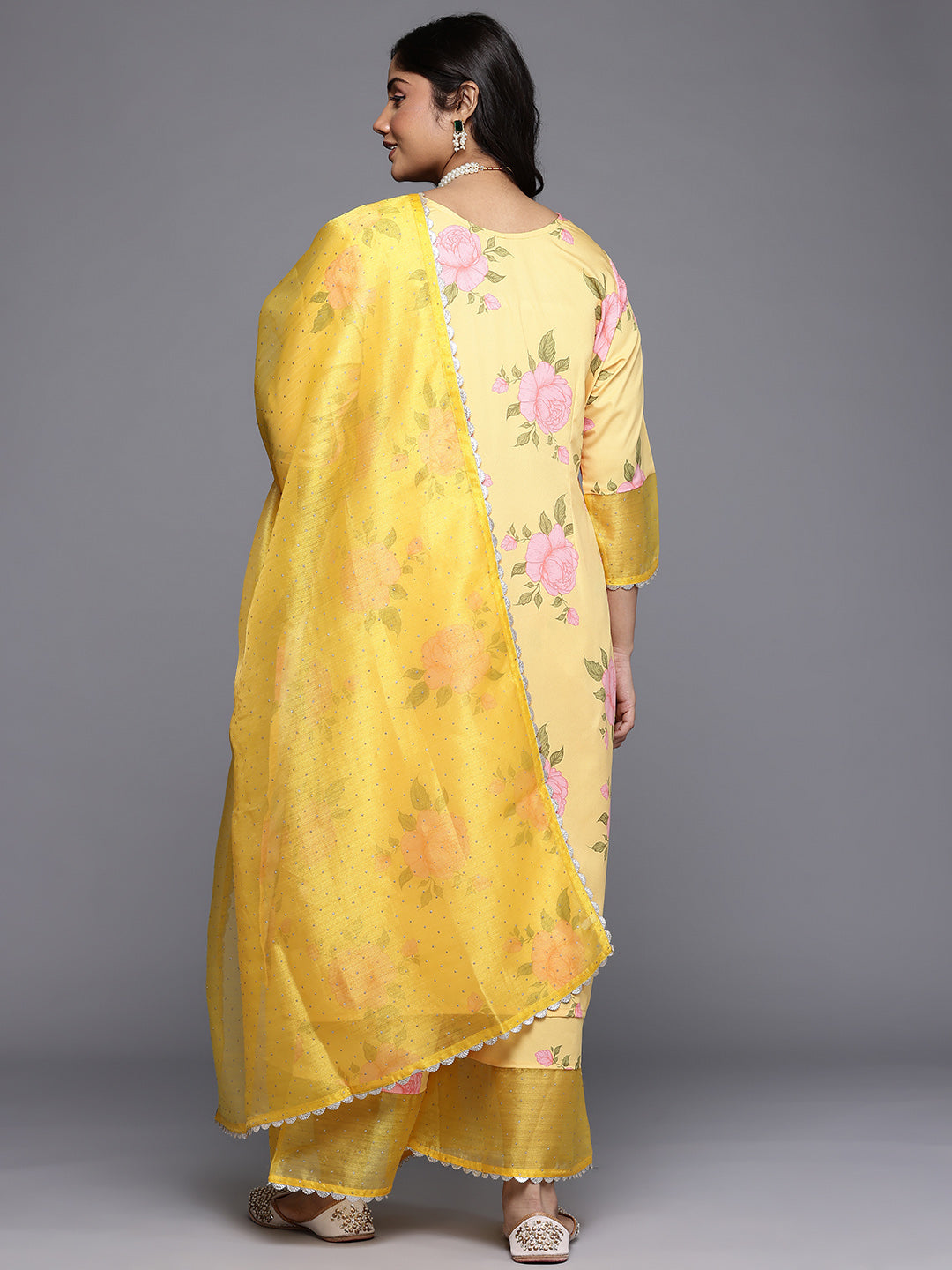 Women's Traditional Wear Yellow Kurta Set-AP-AHKUPZDU-COMBO-1123