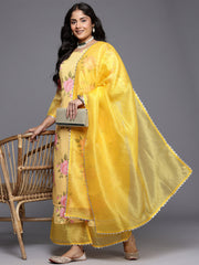 Women's Traditional Wear Yellow Kurta Set-AP-AHKUPZDU-COMBO-1123
