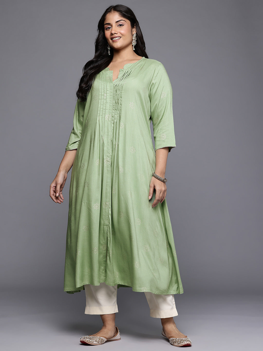Women's Traditional Wear Green Kurta-AP-AHKURYGP-1160-DS