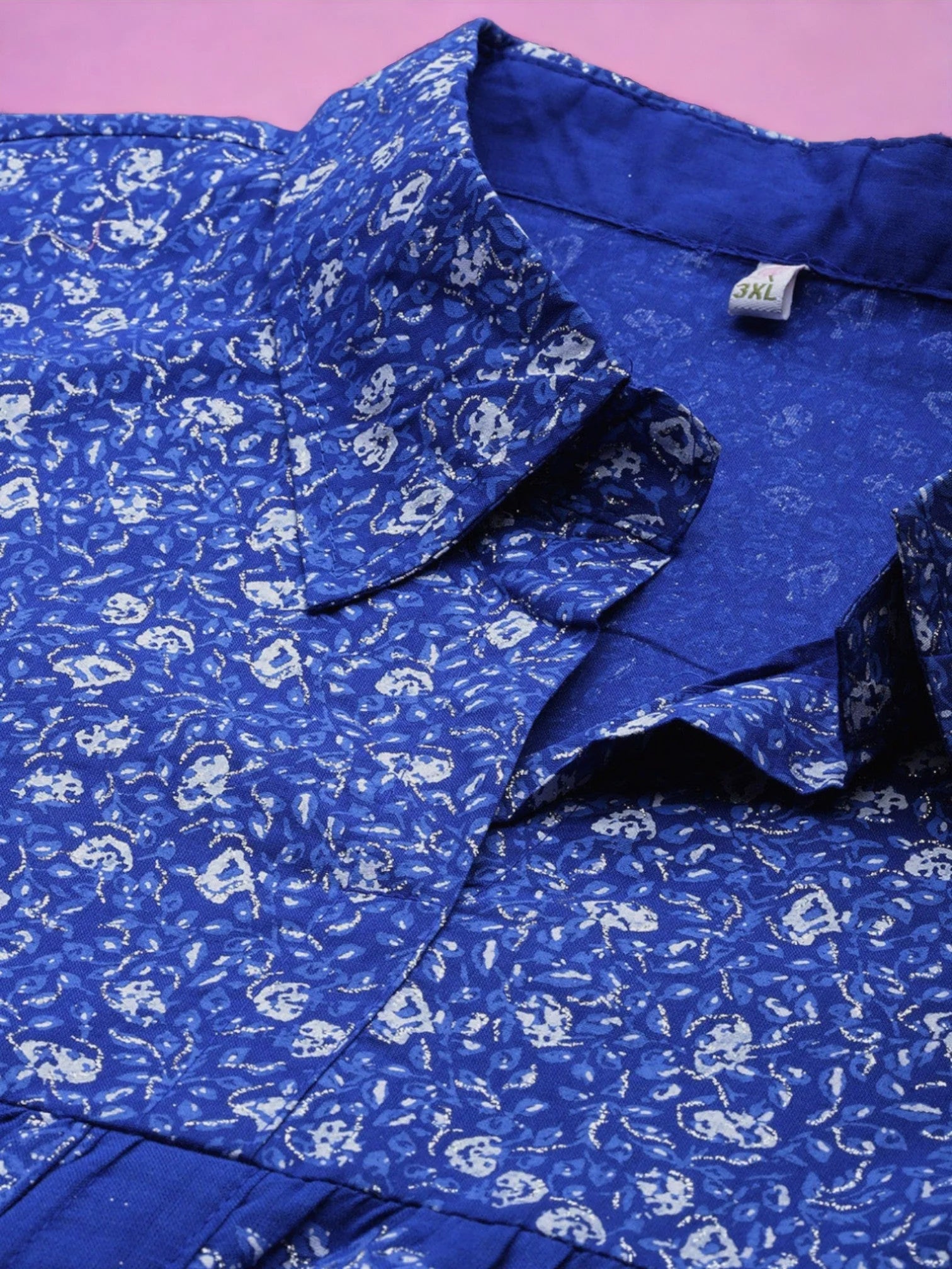 Blue Plus Size Cotton Tunic Top - Indian Kurta Ladies Collection