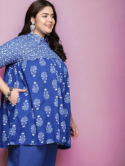 Women Blue Plus Size Pure Cotton Tunic-AP-AHTUCOKHGL-8186