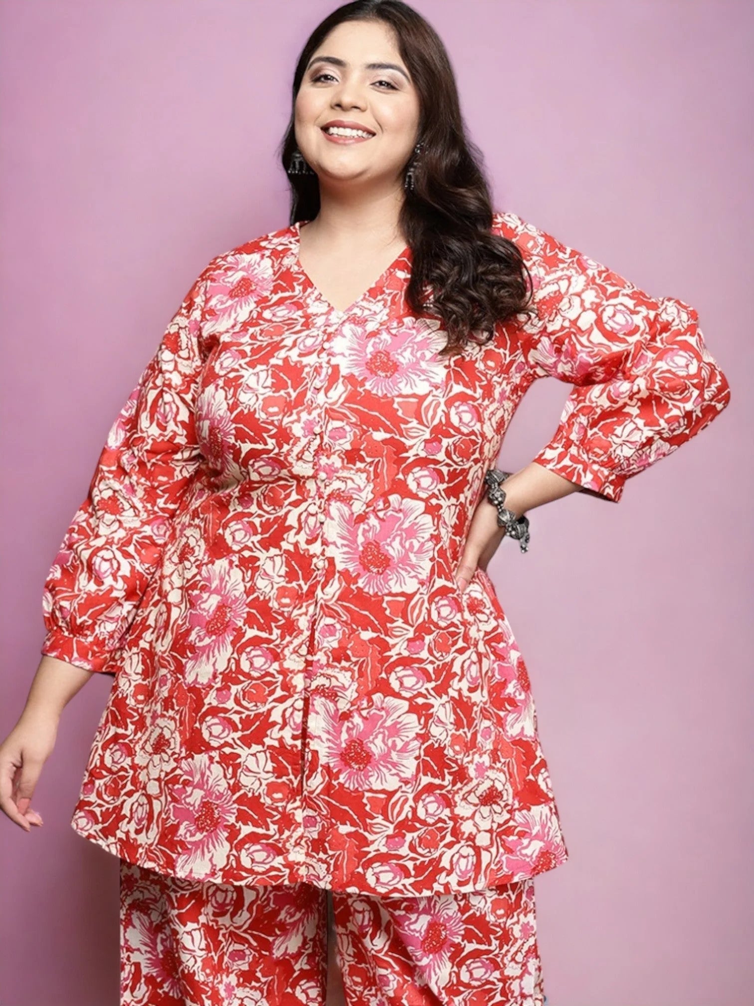 Plus Size Floral Tunic Top - Printed Indian Kurtis for Women