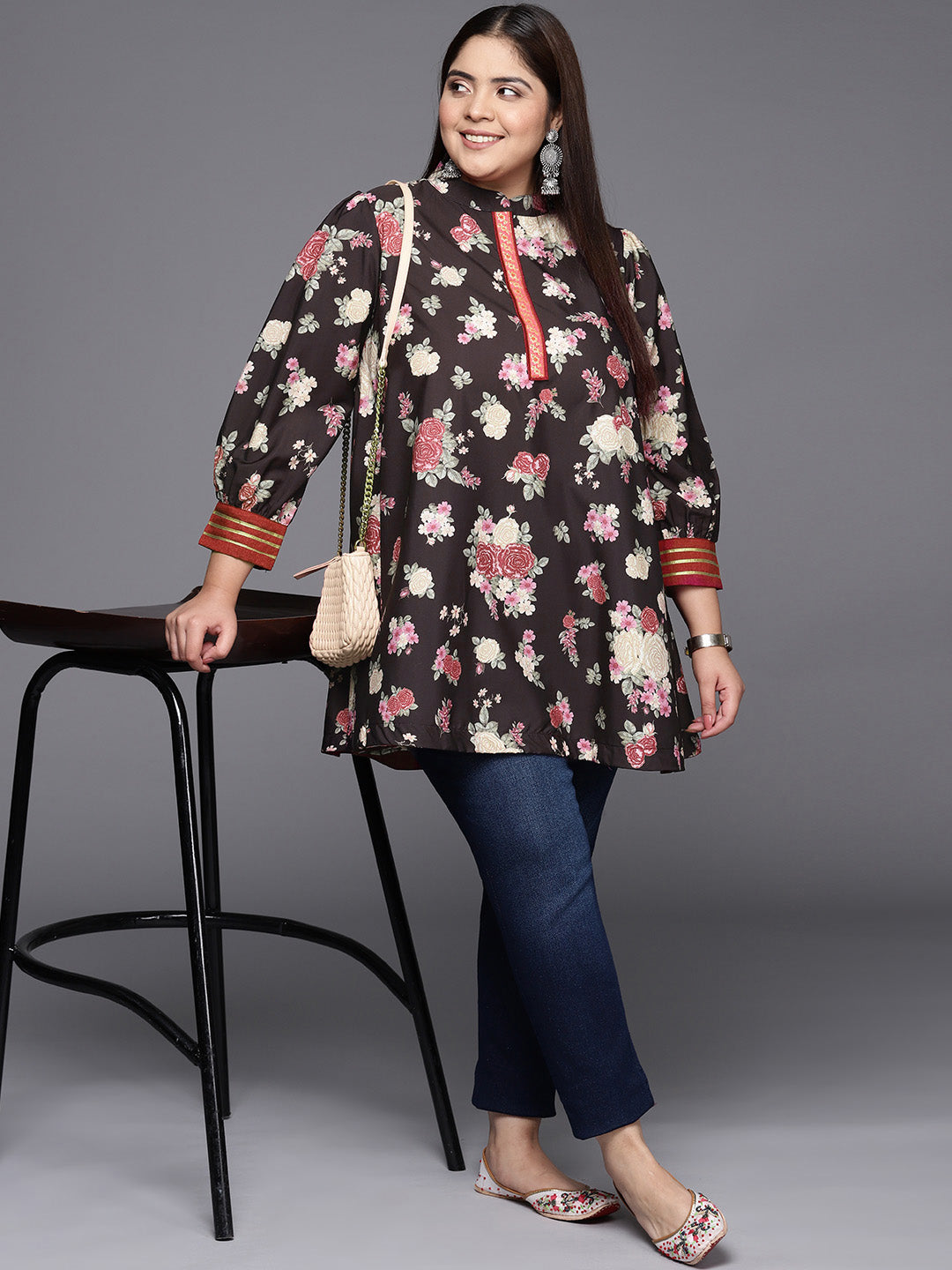 Floral Printed Tunic Top - Modern Indian Kurtis for Women