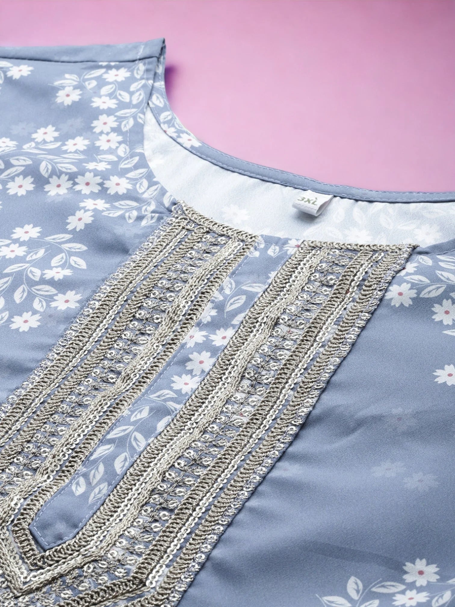 Plus Size Floral Tunic Top: Ethnic Indian Kurta for Ladies