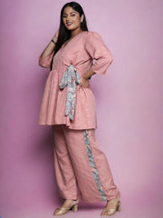 Pink Plus Size Ethnic Printed Wrap Tunic-AP-AHTUPRGP-8158