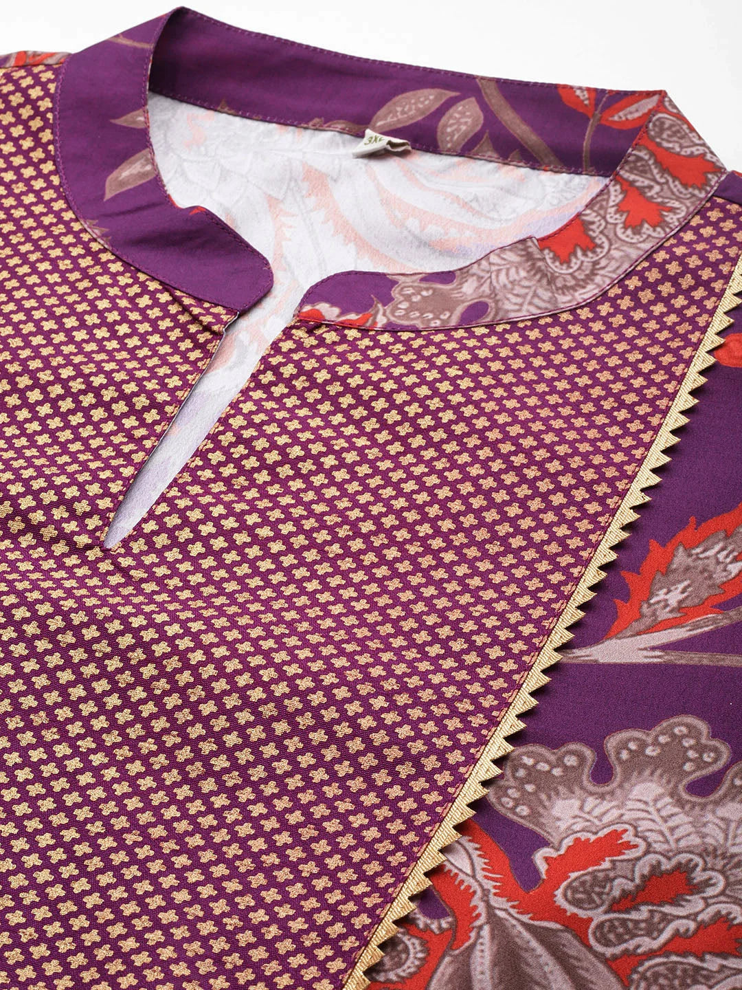 Purple Floral Kurta Palazzo Set | Plus Size Gotta Patti