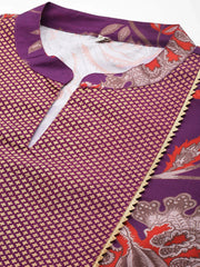 Purple Plus Size Floral Printed Gotta Patti Kurti with Palazzos-AP-AHTUPZ-Combo-831-ICH