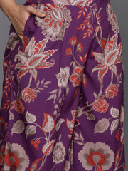 Purple Plus Size Floral Printed Gotta Patti Kurti with Palazzos-AP-AHTUPZ-Combo-831-ICH