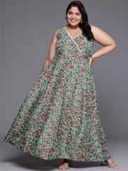 Silk V-Neck Ethnic Dresses-AP-AHEDPSDP-254