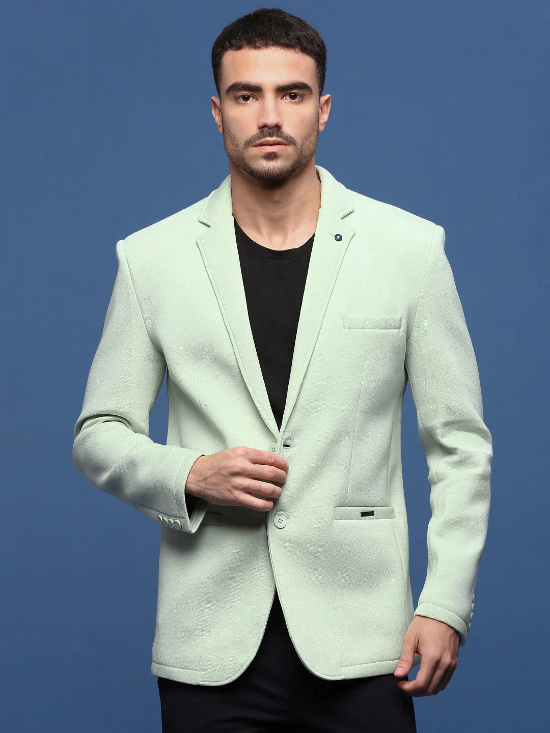Sea Green Slim Fit Blazer | Nehru Jacket Style | DesiQlo