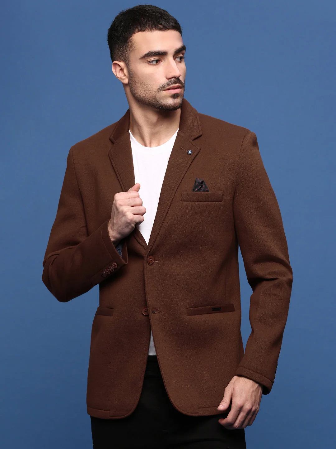 Brown Cotton Men's Ethnic Wear Blazer | DesiQlo