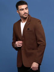 Men Brown Slim Fit Single Breasted Blazer-AR-Z-1-Brown