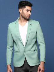 Men Sea Green Slim Fit Single Breasted Blazer-AR-Z-1-Seagreen