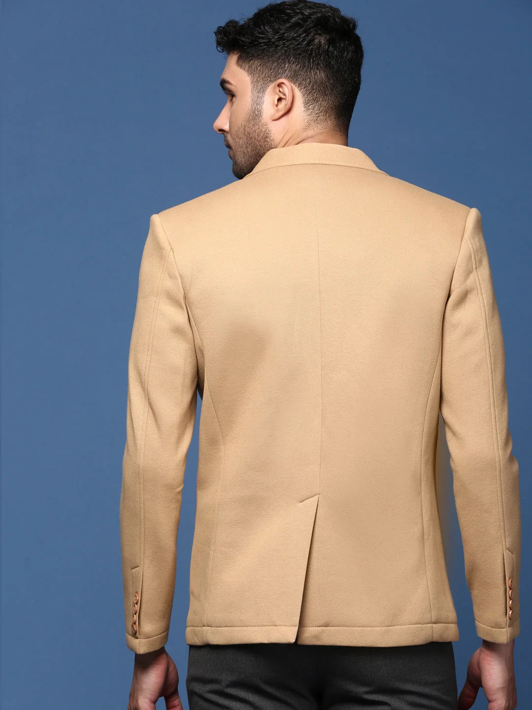 Khaki Slim Fit Blazer - Modern Men's Ethnic Wear Jacket