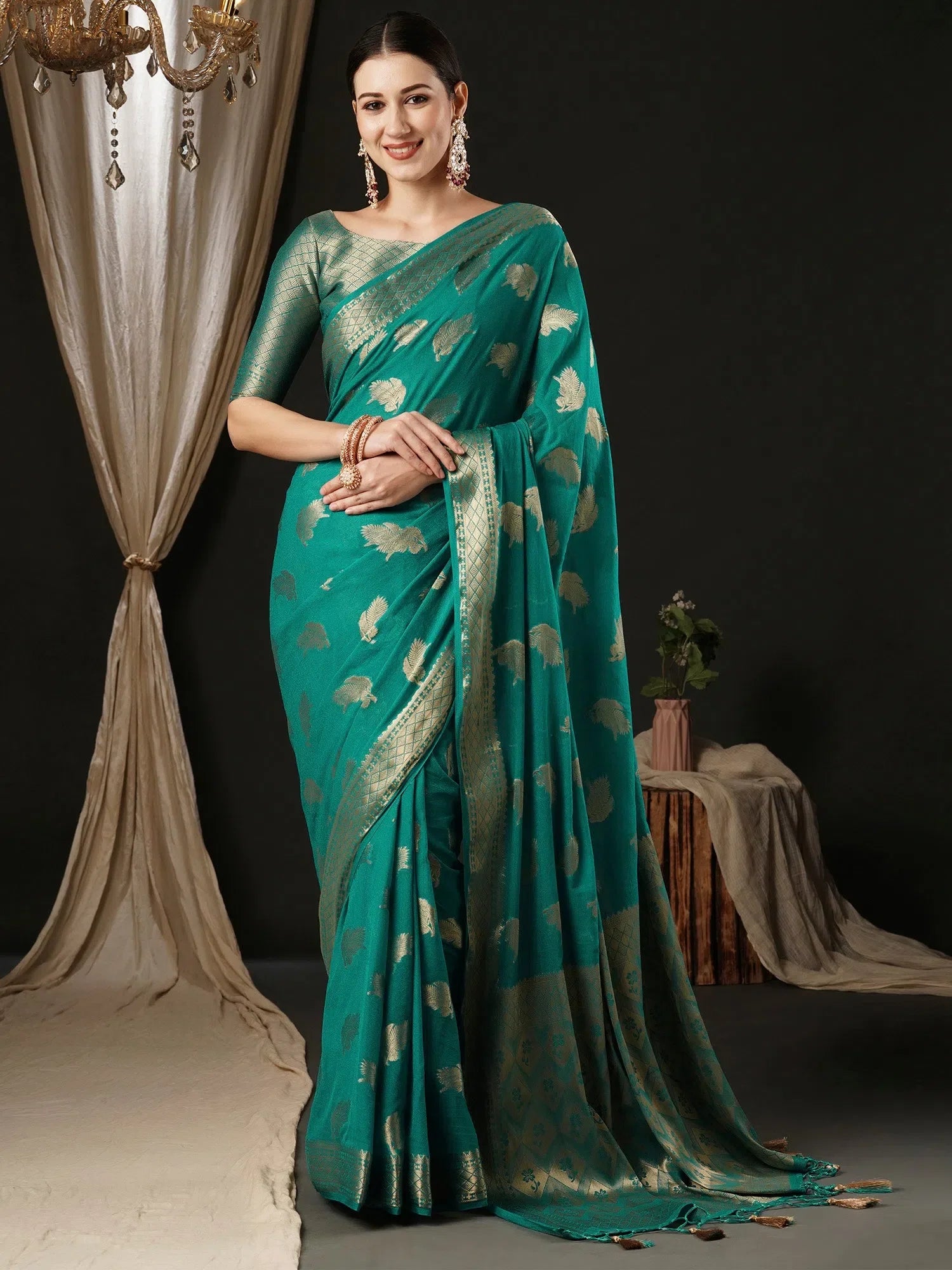 Light Blue Designer Sarees India | Georgette Saree
