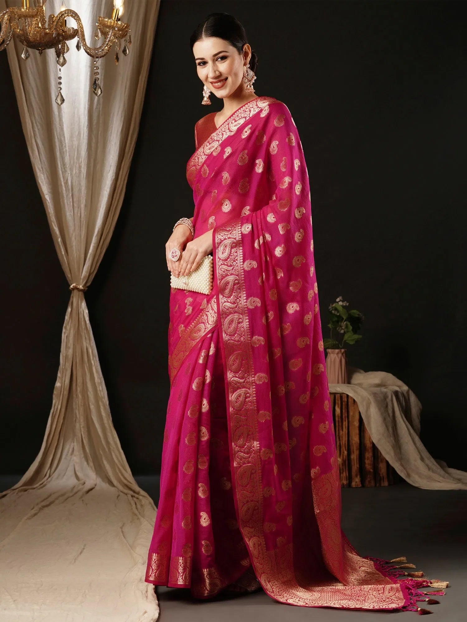 Pink Designer Saree: Women's Georgette - Designer Sarees India