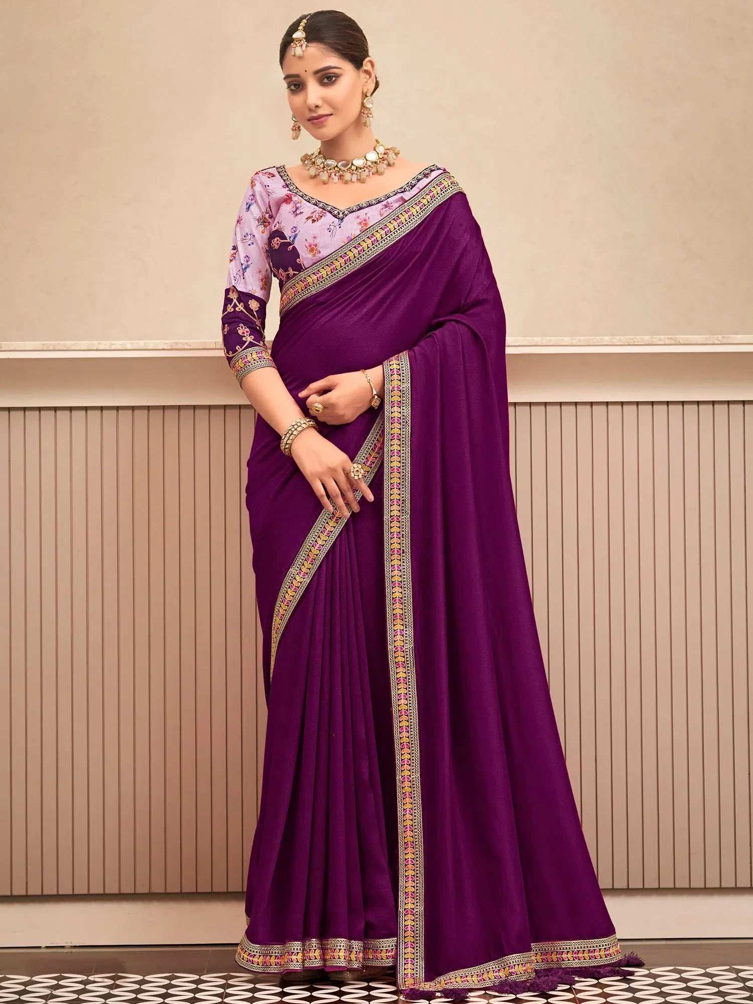 Purple Embellished Saree | Luxurious Designer Sarees India