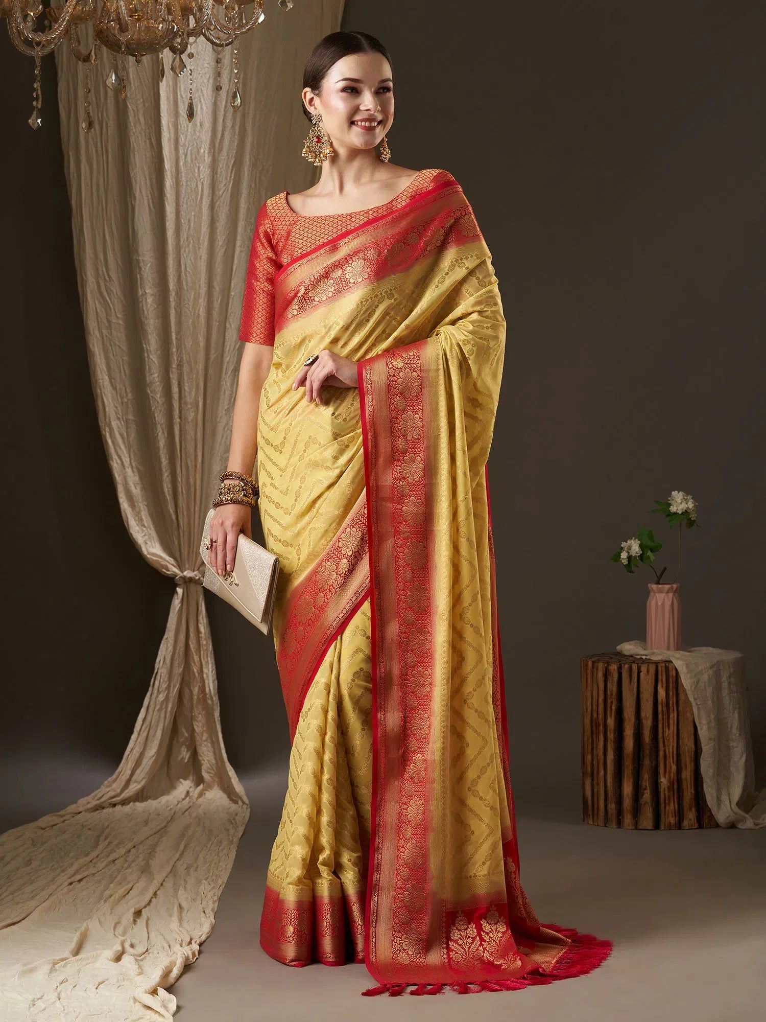 Yellow Woven Georgette Saree | Indian Sarees