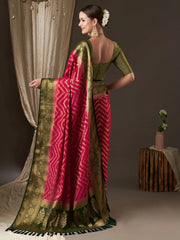 Women's Georgette Pink Woven Design Designer Saree With Blouse Piece-ARYA1304