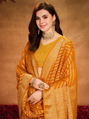 Women's Georgette Yellow Woven Design Designer Saree With Blouse Piece-ARYA1802