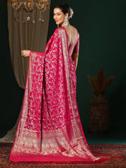Women's Georgette Pink Woven Design Designer Saree With Blouse Piece-ARYA2806
