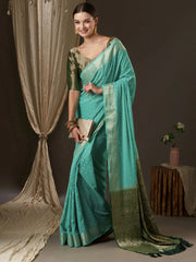 Women's Georgette Blue Woven Design Designer Saree With Blouse Piece-ARYA6003