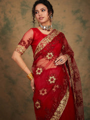 Womens Fashion Ethnic Maroon Color Sarees-MLSHWSA1124MRN0ONE