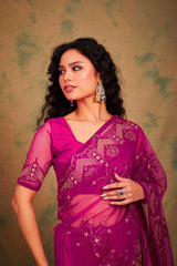 Womens Fashion Ethnic Pink Color Sarees-MLSHWSA1134PNK0ONE