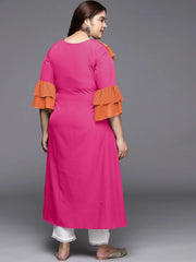 Women Printed Flared Sleeves A line Kurta-AP-AHKUCRFP-1128