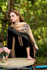 Women's Black Viscose Rayon Embroidered Kurta Pant With Dupatta-AVT-S2014-BLACK