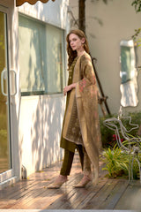 Women's Olive Rayon Embroidered Kurta Pant With Dupatta-AVT-S2016-Olive