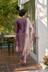 Women's Cotton Lavendar Embroidered Kurta Pant With Dupatta-AVT-S2048-Lavendar