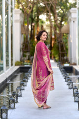 Women's Silk Blend Pink Embroidered Kurta Pant With Dupatta-AVT-S2053-Pink