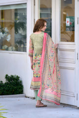 Women's Silk Blend Pista Embroidered Kurta Pant With Dupatta-AVT-S2054-Pista